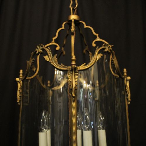 FRENCH 19TH CENTURY GILDED BRONZE FIVE LIGHT ANTIQUE LANTERN - ADDITIONAL PHOTO 3