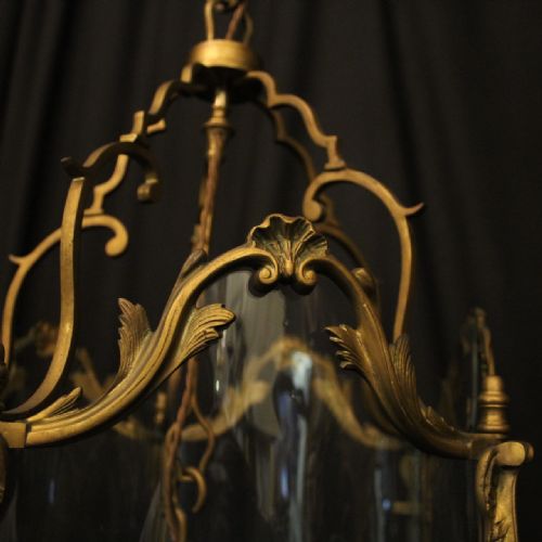 FRENCH 19TH CENTURY GILDED BRONZE FIVE LIGHT ANTIQUE LANTERN - ADDITIONAL PHOTO 4