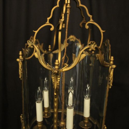 FRENCH 19TH CENTURY GILDED BRONZE FIVE LIGHT ANTIQUE LANTERN - ADDITIONAL PHOTO 5
