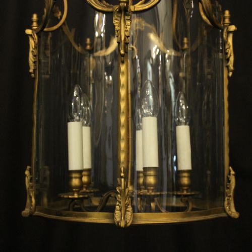FRENCH 19TH CENTURY GILDED BRONZE FIVE LIGHT ANTIQUE LANTERN - ADDITIONAL PHOTO 6