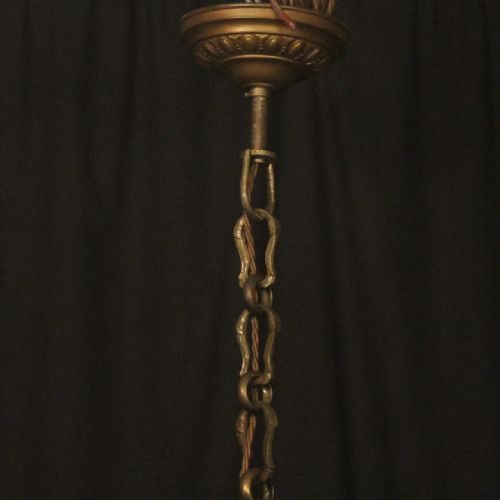 FRENCH 19TH CENTURY GILDED BRONZE FIVE LIGHT ANTIQUE LANTERN - ADDITIONAL PHOTO 9