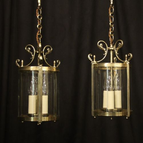 french pair of convex antique hall lanterns - CATEGORY: ANTIQUE LIGHTING - DATED 1920