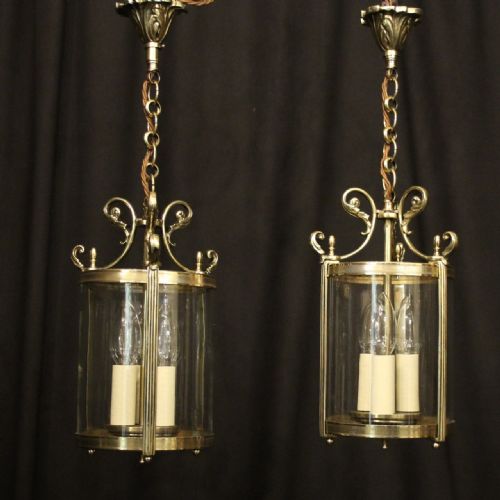 FRENCH PAIR OF CONVEX ANTIQUE HALL LANTERNS - ADDITIONAL PHOTO 8