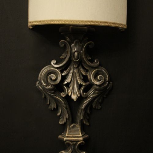 ITALIAN PAIR OF SILVER GILTWOOD ANTIQUE WALL LIGHTS - ADDITIONAL PHOTO 3