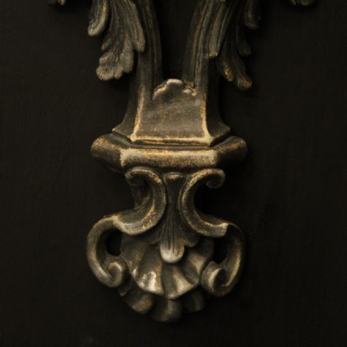 ITALIAN PAIR OF SILVER GILTWOOD ANTIQUE WALL LIGHTS - ADDITIONAL PHOTO 4