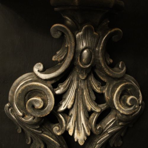 ITALIAN PAIR OF SILVER GILTWOOD ANTIQUE WALL LIGHTS - ADDITIONAL PHOTO 8