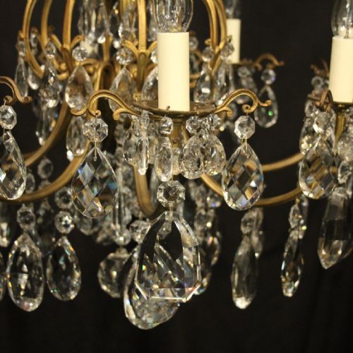 FRENCH GILDED BRONZE CRYSTAL 8 LIGHT ANTIQUE CHANDELIER - ADDITIONAL PHOTO 2