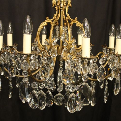 FRENCH GILDED BRONZE CRYSTAL 8 LIGHT ANTIQUE CHANDELIER - ADDITIONAL PHOTO 3