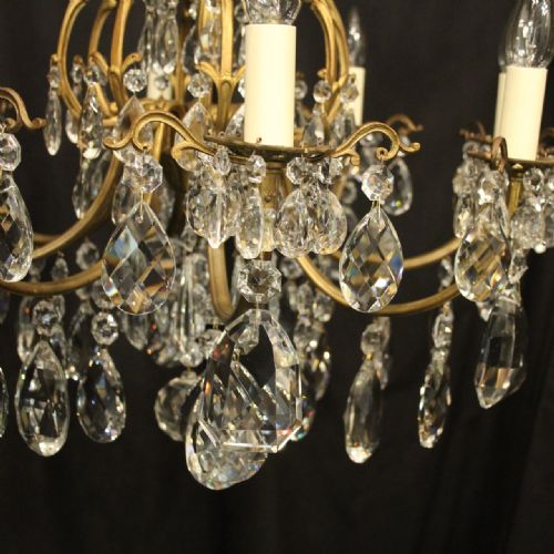 FRENCH GILDED BRONZE CRYSTAL 8 LIGHT ANTIQUE CHANDELIER - ADDITIONAL PHOTO 4
