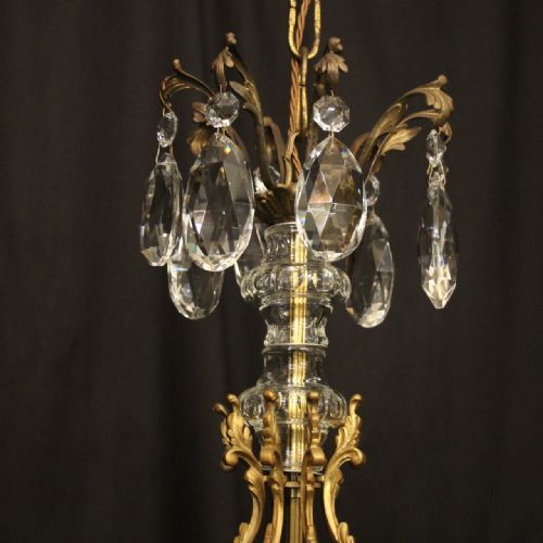 FRENCH GILDED BRONZE CRYSTAL 8 LIGHT ANTIQUE CHANDELIER - ADDITIONAL PHOTO 8