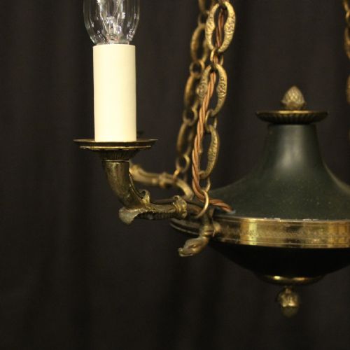 FRENCH GILDED BRASS EMPIRE 4 LIGHT CHANDELIER - ADDITIONAL PHOTO 1