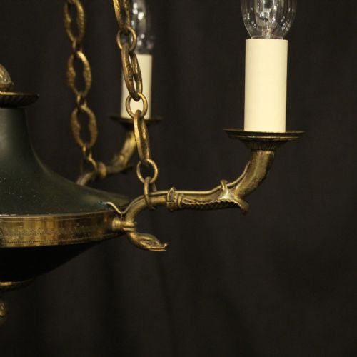 FRENCH GILDED BRASS EMPIRE 4 LIGHT CHANDELIER - ADDITIONAL PHOTO 2