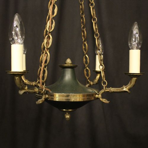 FRENCH GILDED BRASS EMPIRE 4 LIGHT CHANDELIER - ADDITIONAL PHOTO 3