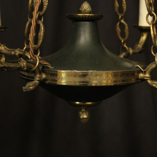 FRENCH GILDED BRASS EMPIRE 4 LIGHT CHANDELIER - ADDITIONAL PHOTO 4