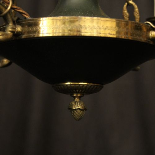 FRENCH GILDED BRASS EMPIRE 4 LIGHT CHANDELIER - ADDITIONAL PHOTO 5
