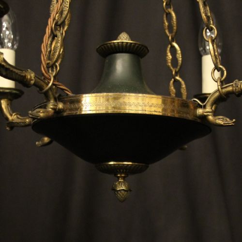 FRENCH GILDED BRASS EMPIRE 4 LIGHT CHANDELIER - ADDITIONAL PHOTO 6