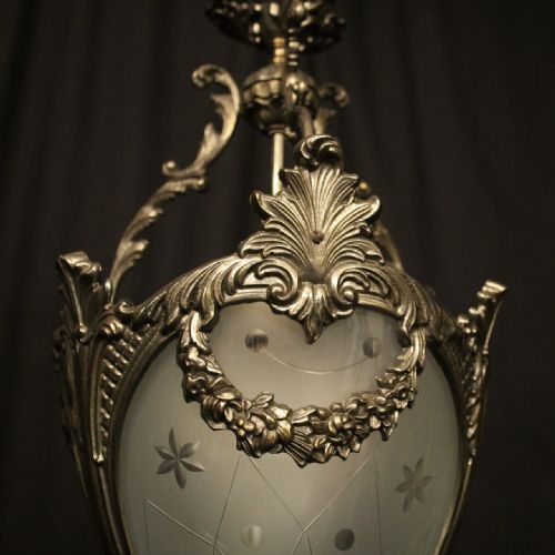 ITALIAN SILVER GILDED SINGLE LIGHT HALL LANTERN - ADDITIONAL PHOTO 3