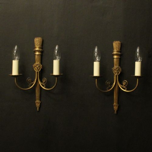 french pair of gilded empire antique wall lights - CATEGORY: ANTIQUE LIGHTING - DATED 1930