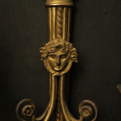 FRENCH PAIR OF GILDED EMPIRE ANTIQUE WALL LIGHTS - ADDITIONAL PHOTO 4