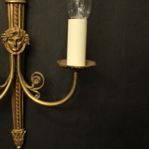 FRENCH PAIR OF GILDED EMPIRE ANTIQUE WALL LIGHTS - ADDITIONAL PHOTO 7