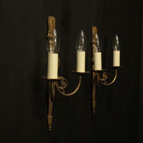 FRENCH PAIR OF GILDED EMPIRE ANTIQUE WALL LIGHTS - ADDITIONAL PHOTO 9