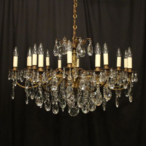 italian gilded 16 light antique chandelier - CATEGORY: ANTIQUE LIGHTING - DATED 1920