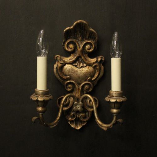 ITALIAN PAIR OF SILVER GILTWOOD ANTIQUE WALL LIGHTS - ADDITIONAL PHOTO 1