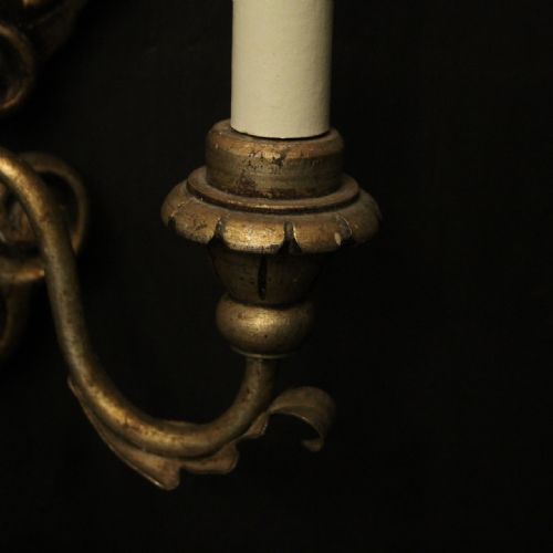 ITALIAN PAIR OF SILVER GILTWOOD ANTIQUE WALL LIGHTS - ADDITIONAL PHOTO 6