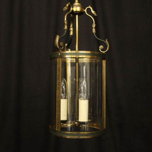 FRENCH EMPIRE TRIPLE LIGHT ANTIQUE CONVEX LANTERN - ADDITIONAL PHOTO 1