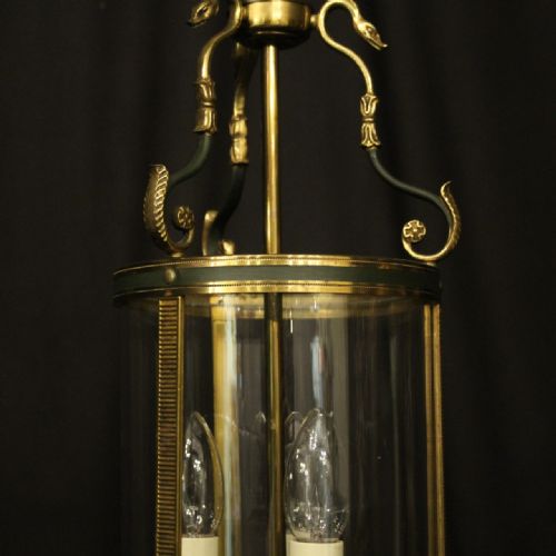 FRENCH EMPIRE TRIPLE LIGHT ANTIQUE CONVEX LANTERN - ADDITIONAL PHOTO 2
