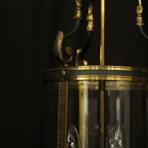 FRENCH EMPIRE TRIPLE LIGHT ANTIQUE CONVEX LANTERN - ADDITIONAL PHOTO 3
