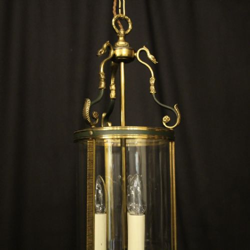 FRENCH EMPIRE TRIPLE LIGHT ANTIQUE CONVEX LANTERN - ADDITIONAL PHOTO 4