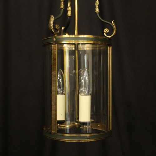 FRENCH EMPIRE TRIPLE LIGHT ANTIQUE CONVEX LANTERN - ADDITIONAL PHOTO 8