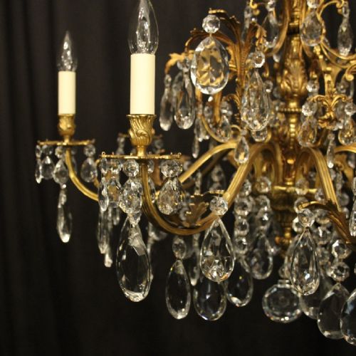 FRENCH GILDED BRONZE CRYSTAL 8 LIGHT ANTIQUE CHANDELIER - ADDITIONAL PHOTO 1