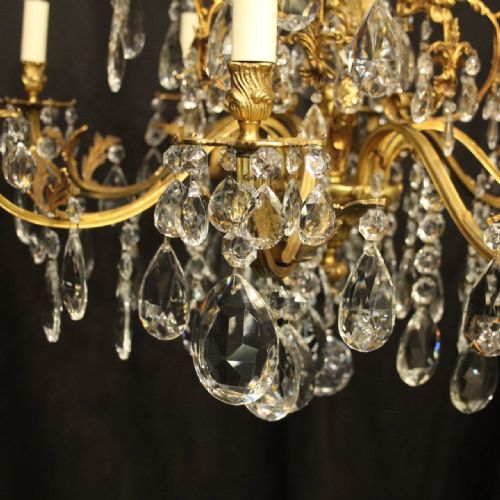 FRENCH GILDED BRONZE CRYSTAL 8 LIGHT ANTIQUE CHANDELIER - ADDITIONAL PHOTO 2