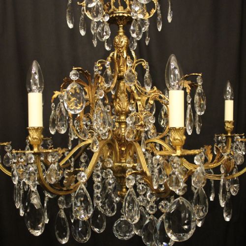 FRENCH GILDED BRONZE CRYSTAL 8 LIGHT ANTIQUE CHANDELIER - ADDITIONAL PHOTO 3