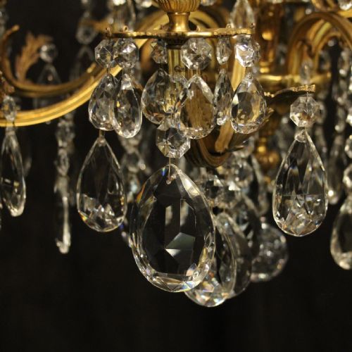 FRENCH GILDED BRONZE CRYSTAL 8 LIGHT ANTIQUE CHANDELIER - ADDITIONAL PHOTO 4