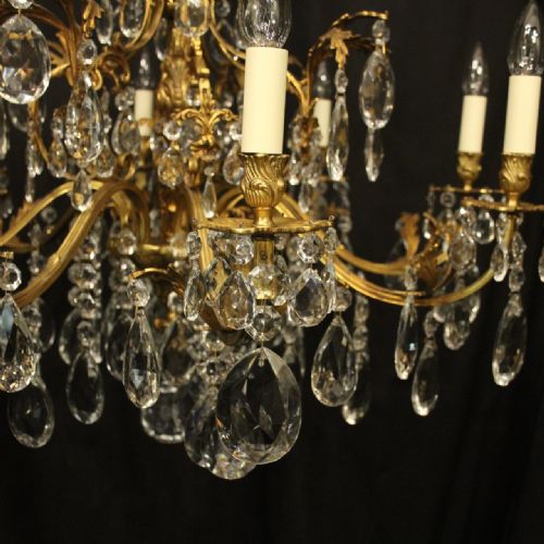 FRENCH GILDED BRONZE CRYSTAL 8 LIGHT ANTIQUE CHANDELIER - ADDITIONAL PHOTO 6