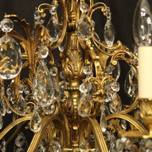 FRENCH GILDED BRONZE CRYSTAL 8 LIGHT ANTIQUE CHANDELIER - ADDITIONAL PHOTO 7