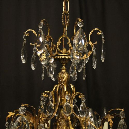 FRENCH GILDED BRONZE CRYSTAL 8 LIGHT ANTIQUE CHANDELIER - ADDITIONAL PHOTO 8