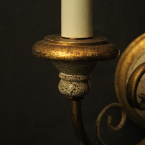 FRENCH PAIR OF POLYCHROME TWIN ARM WALL LIGHTS - ADDITIONAL PHOTO 8