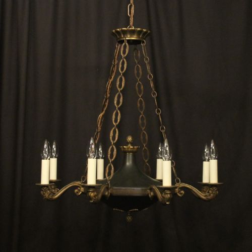french gilded bronze empire 8 light antique chandelier - CATEGORY: ANTIQUE LIGHTING - DATED 1920