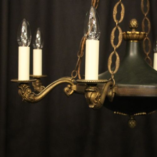 FRENCH GILDED BRONZE EMPIRE 8 LIGHT ANTIQUE CHANDELIER - ADDITIONAL PHOTO 1