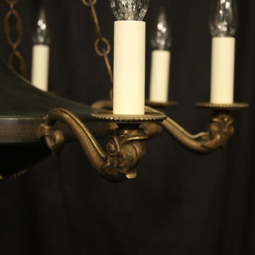 FRENCH GILDED BRONZE EMPIRE 8 LIGHT ANTIQUE CHANDELIER - ADDITIONAL PHOTO 2