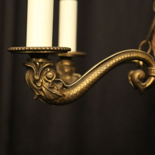 FRENCH GILDED BRONZE EMPIRE 8 LIGHT ANTIQUE CHANDELIER - ADDITIONAL PHOTO 3