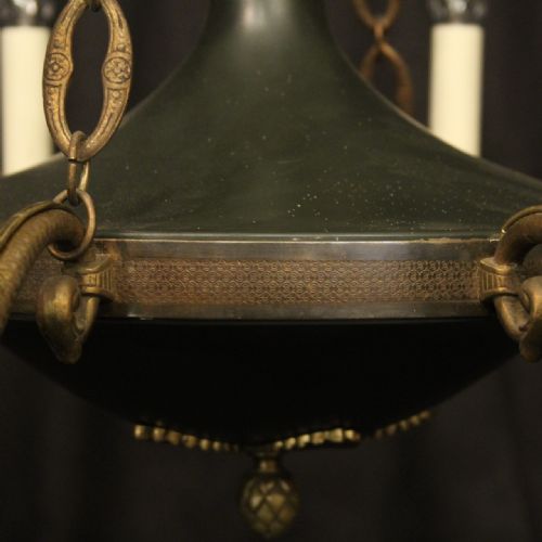 FRENCH GILDED BRONZE EMPIRE 8 LIGHT ANTIQUE CHANDELIER - ADDITIONAL PHOTO 4