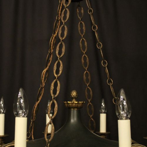 FRENCH GILDED BRONZE EMPIRE 8 LIGHT ANTIQUE CHANDELIER - ADDITIONAL PHOTO 6