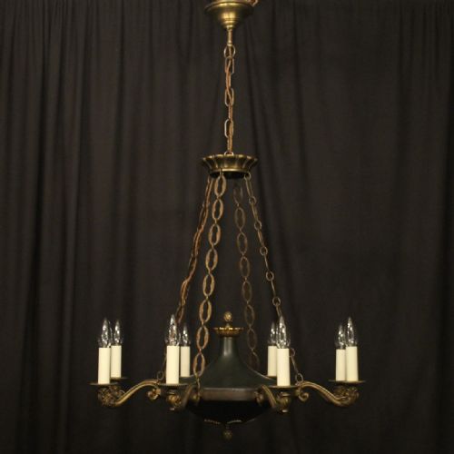 FRENCH GILDED BRONZE EMPIRE 8 LIGHT ANTIQUE CHANDELIER - ADDITIONAL PHOTO 8