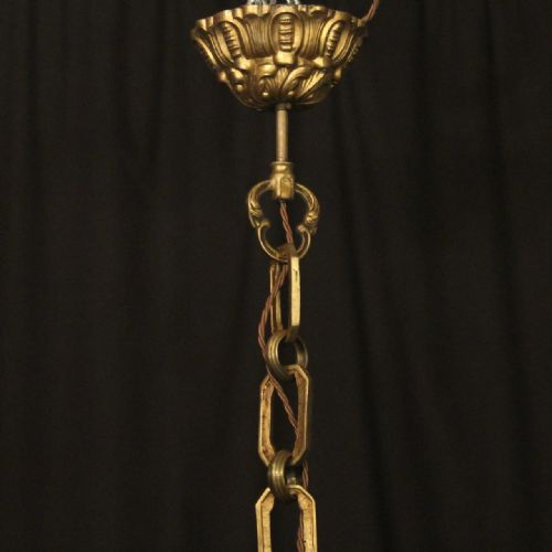 FRENCH GILDED BRONZE 6 LIGHT ANTIQUE CHANDELIER - ADDITIONAL PHOTO 9