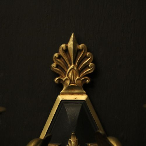 FRENCH PAIR OF EMPIRE GILDED BRONZE ANTIQUE WALL LIGHTS - ADDITIONAL PHOTO 3